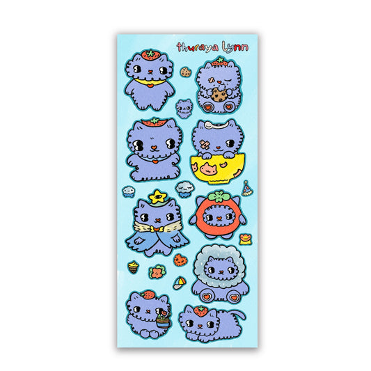Sticker Sheet: “ Blue Fluffy Cat”